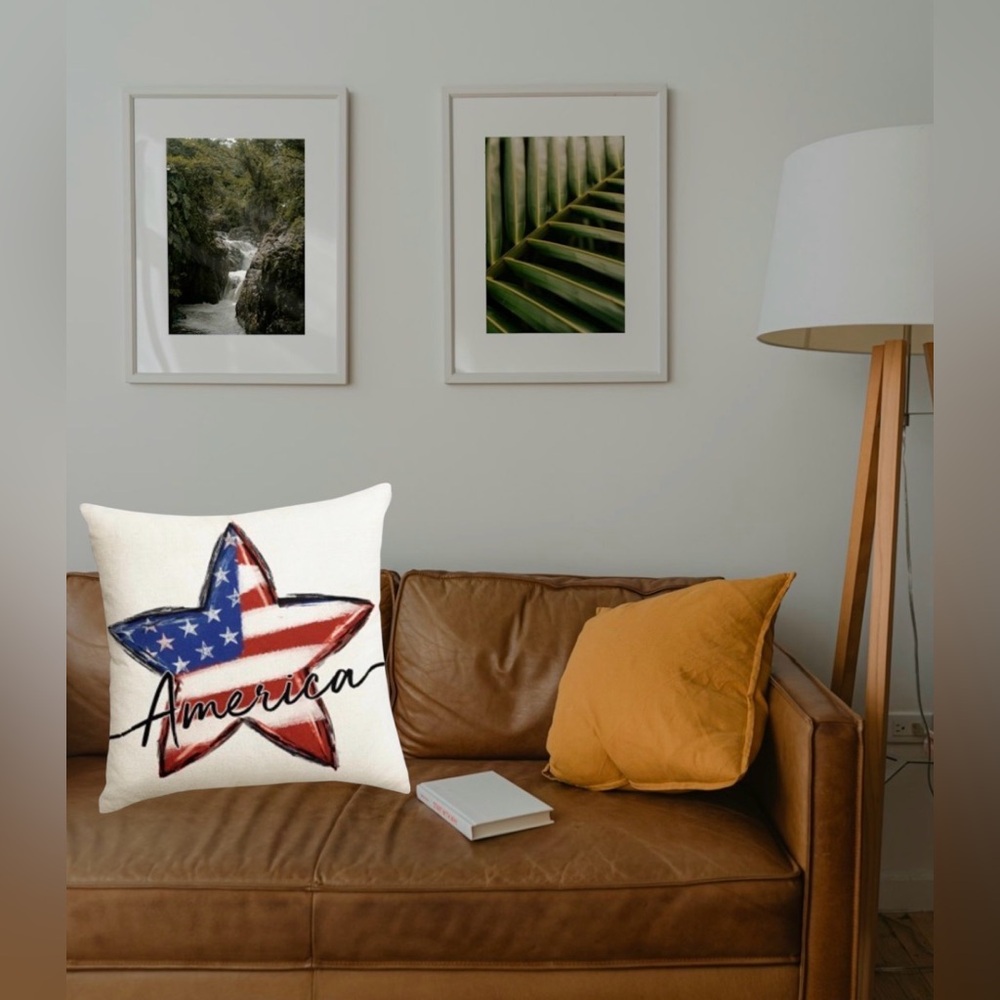American Flag Star Patriotic Throw Pillow Cover for 4th of July Independence Day - Picture 5 of 16